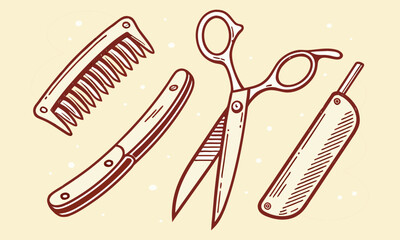 Hairdressing tools collection icons set Hair salon tools and accessories icons set: