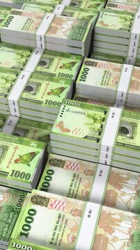 Sri Lanka 1000 Rupee Banknote Vertical (Mobile) 3D Animation ? Mobile Finance Motion, Money Flow, Economy, Banking, Business Investment, Modern Currency Exchange Visualization