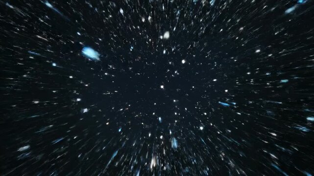 Abstract digital data blocks rapidly dissolving and shattering into thousands of fragments against a solid pitch black background blocks rapidly dissolving, transition, seamless
