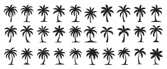 collection of palm tree silhouettes 