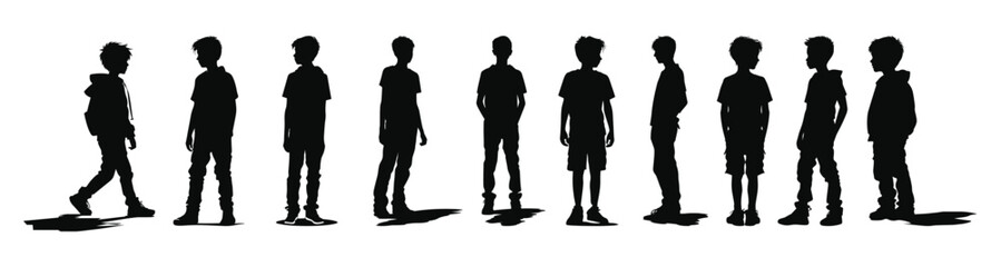 boy silhouettes vector bundle set of teenage boy silhouette  © Zukabg