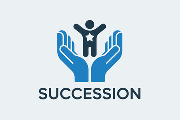 Obraz premium Succession planning vector icon showing hands cradling a person with a star for leadership development and business growth