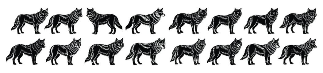 wolf silhouettes illustration isolated on white background