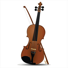 Fototapeta premium Violin Clip art – Classical String Instrument with Bow for Music & Orchestra Designs