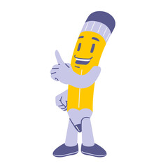 Pencil Mascot Welcoming or Introducing Content