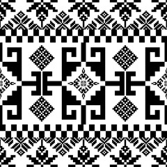 vector geometric pattern, black and white, traditional ethnic ikat, seamless, abstract fabric border for printing fabric, dress, carpet, curtain and batik, embroidery style,Aztec,African, Indian,etc.