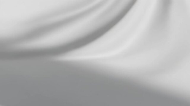 Smooth, draped white textile material showcasing graceful creases and gentle undulations, forming a clean and sophisticated abstract backdrop, perfect for elegant designs