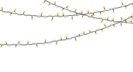 Hanging Colorful festival String Lights on White Background