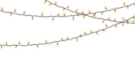 Hanging Colorful Christmas String Lights on White Background