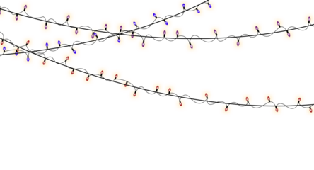 Hanging Colorful Christmas String Lights on White Background