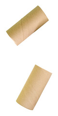 Top view set of tissue paper cores or toilet paper tubes isolated with clipping path in png file format