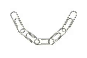 Paper clips forming a chain, symbolizing connection, teamwork, and strength in business cooperation