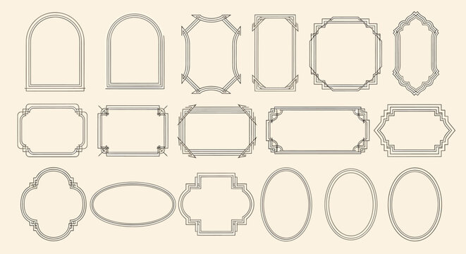 Decorative Vintage Frames Collection, Ornate Borders, Graphic Design Elements, Studio View, Classic Style, Vector Illustration Set