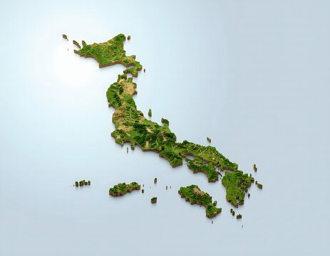 Minimalist 3D map of Yemen, Yaman's islands