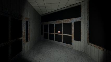 alone in the backrooms liminal space 3d render