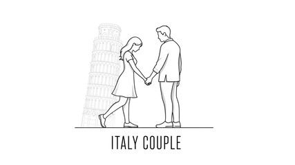 A couple holding hands near the leaning tower of pisa italy