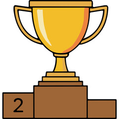 Golden Trophy On A Podium For Second Place Award In A Sports Competition Or Achievement Ceremony On A Black Background