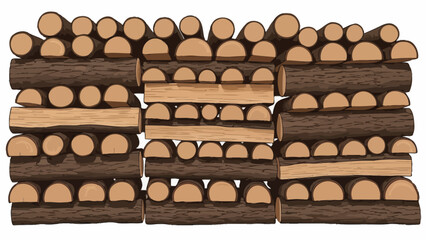 A neatly stacked woodpile composed of dark logs and lighter split pieces