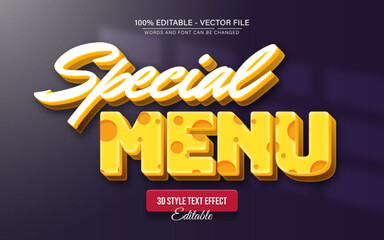Special Menu Restaurant 3D Text Effect Editable