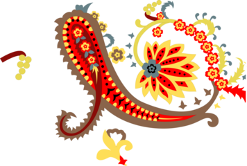 Colorful Floral Paisley Vector Art | Folk Art & Boho Design, Ornamental Flower Motifs, Textile Pattern, Fashion Print, Abstract & Indian Paisley Artwork