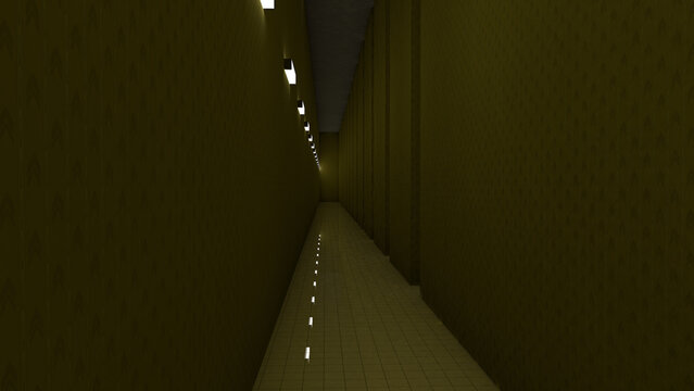 alone in the backrooms liminal space 3d render