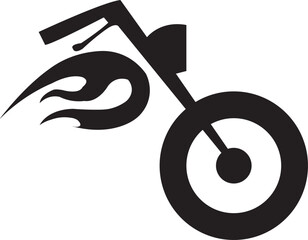 Black silhouette graphic of a chopper motorcycle front wheel and handlebar © Roy