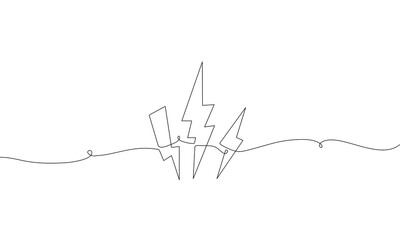 Continuous line drawing of Thunder isolate on transparent background.