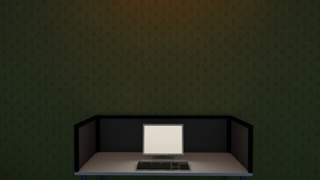 alone in the backrooms liminal space 3d render