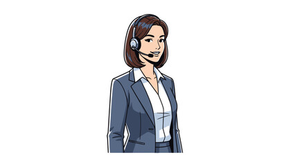 Female customer service agent with a headset professional attire isolated
