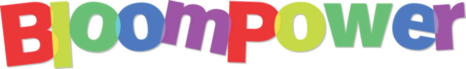 Colorful Bloompower Word Isolated on Transparent Background for Graphic Resources design