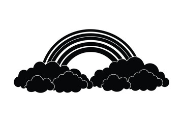 Rainbow Clouds Line Art Vector Design