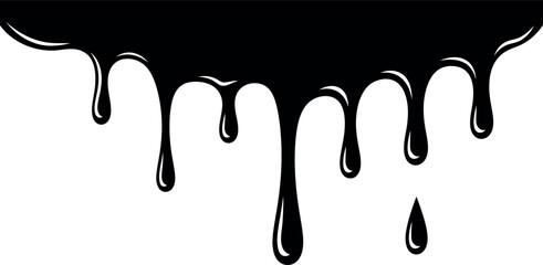 Black paint or ink dripping design element, vector illustration