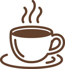 Obraz premium Simple Brown Coffee or Tea Cup Icon with Steaming Hot Beverage