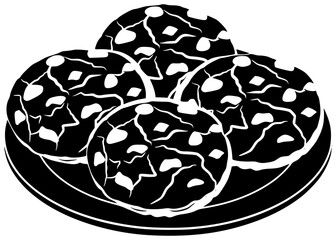 dessert illustration cookie silhouette shortbread logo biscuit icon pastry outline bakery delicious sweet food snack sugar tasty breakfast homemade shape wooden vector graphic background