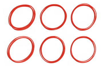 Red hand drawn circles highlighting important content, emphasizing error correction or selection, transparent background
