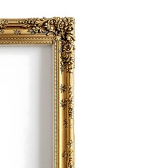 Rectangle decorative golden picture frame isolated on white background with clipping path