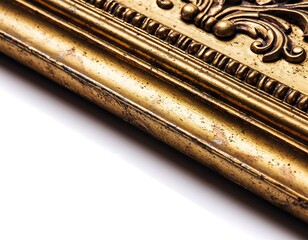 Rectangle decorative golden picture frame isolated on white background with clipping path