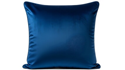 Square, plush pillow, a deep indigo color, with soft reflections and smooth texture