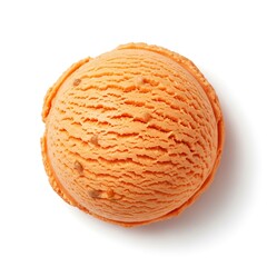 Fototapeta premium Single scoop of vibrant orange ice cream on white background