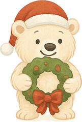 크리스마스 리스를 든 곰