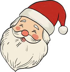 Smiling Santa Claus Pencil Sketch. Colored pencil drawing of Santa with a warm smile and festive red hat.