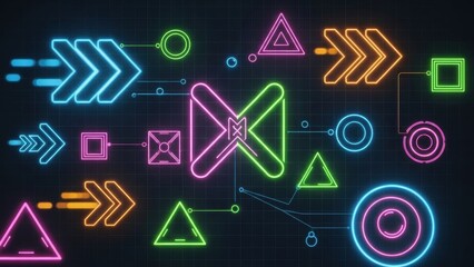 Neon Digital Flow and Abstract Shapes Background