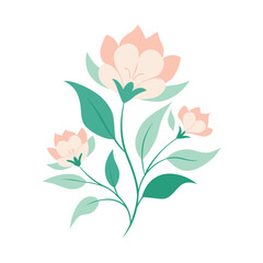 Botanical Flower Line Art Vector Illustration