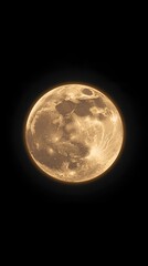 Vibrant Orange and Yellow Full Moon with Visible Craters and Lunar Surface Details