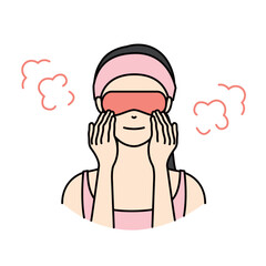 Woman relaxing with a warm eye mask for eye care