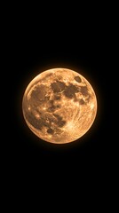 Detailed View of a Vivid Full Moon Against a Black Night Sky