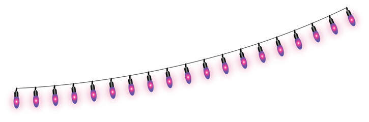 String of Purple and Pink Lights on White Background string lights party lights