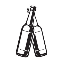 Two beer bottles. Vector illustration on a white background.