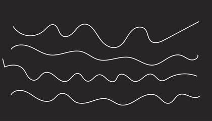 White wavy hand-drawn lines on black background abstract