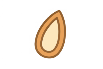 Almond nut cartoon, clean design, featuring a brown outline and creamy center, icon for healthy snacks or ingredients